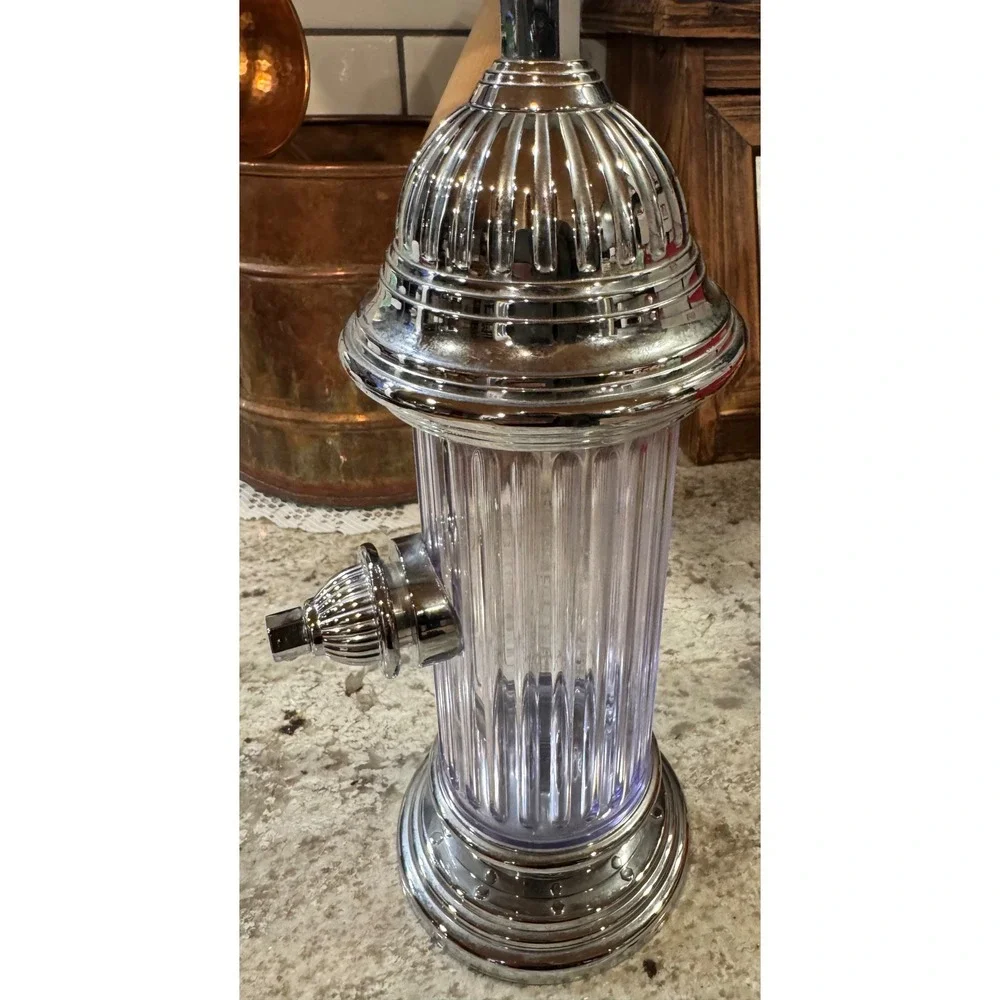 Vintage Style Fire Hydrant Cocktail Shaker Clear Ribbed Chrome Novelty Barware
